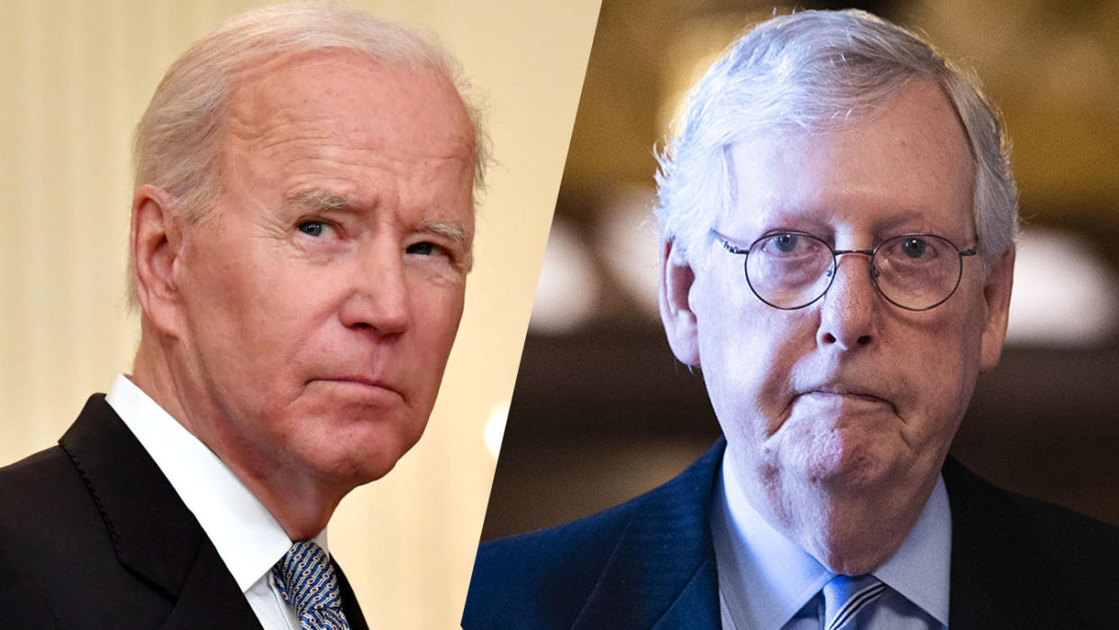 Joe Biden, left, and Mitch McConnell