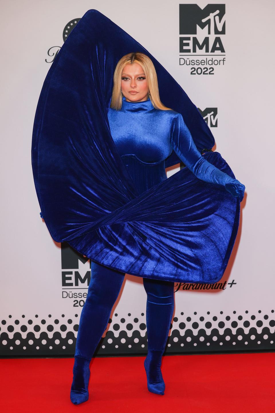 Bebe Rexha attends the red carpet during the MTV Europe Music Awards 2022 held at PSD Bank Dome on November 13, 2022