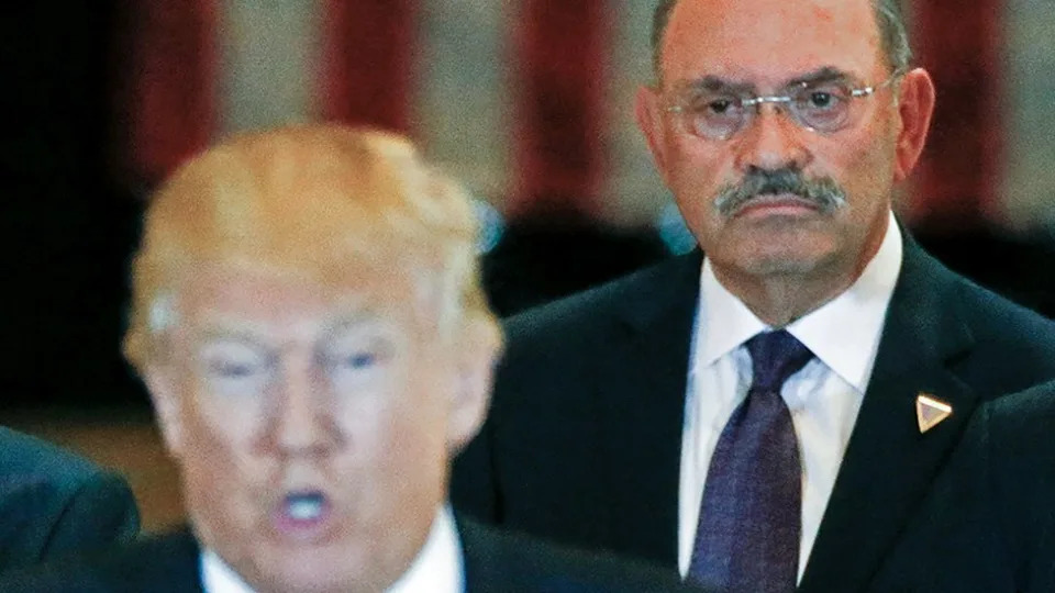 Trump Organization former chief financial officer Allen Weisselberg looks on as then-U.S. Republican presidential candidate Donald Trump speaks