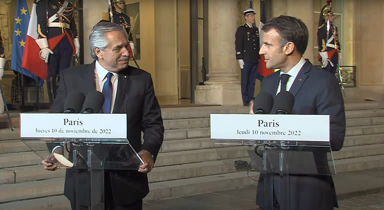 Alberto Fernández y su par francés, Emmanuel Macron