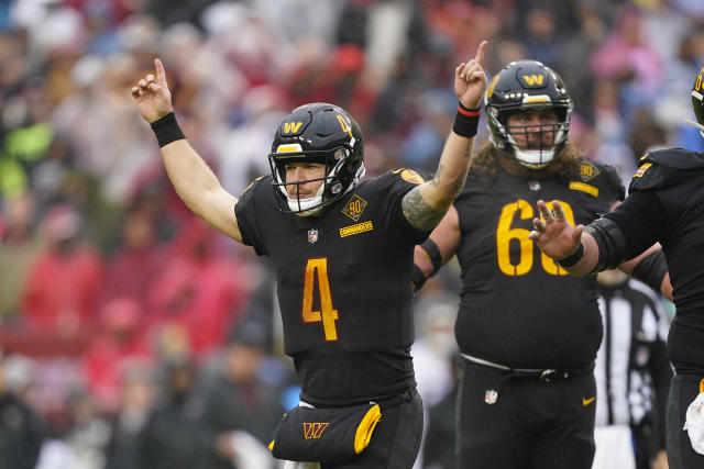 Taylor Heinicke Washington Commanders Game-Used #4 Black Jersey vs. Atlanta  Falcons on November 27 2022