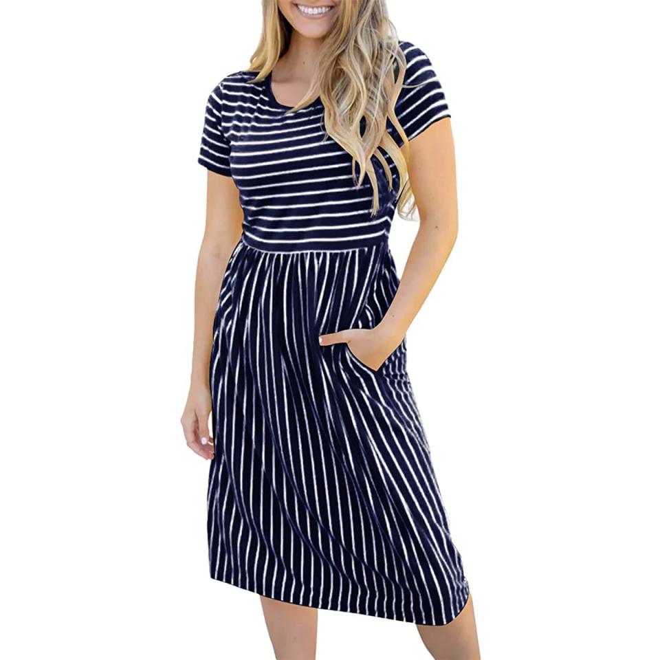 Merokeety striped high-waist dress