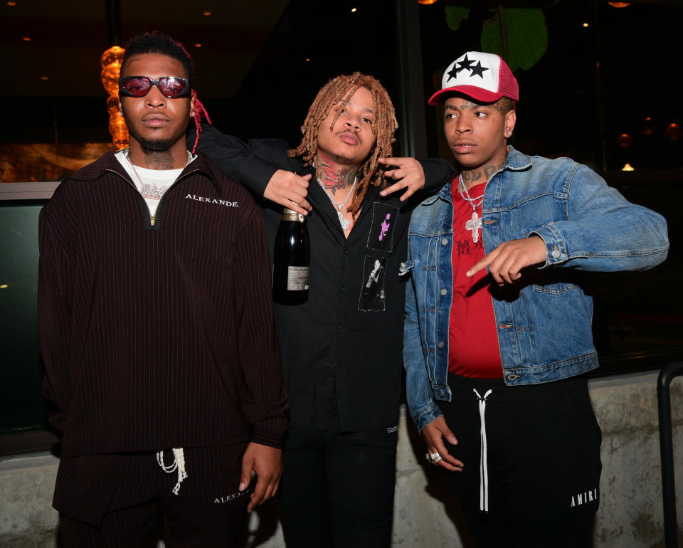 ATLANTA, GA – APRIL 26: Lil Keed, Dj Taurus and Lil Got It attend Slime Language 2 #1 Album Event at Annette’s Chop House on April 26, 2021 in Atlanta, Georgia. (Photo by Prince Williams/Wireimage)