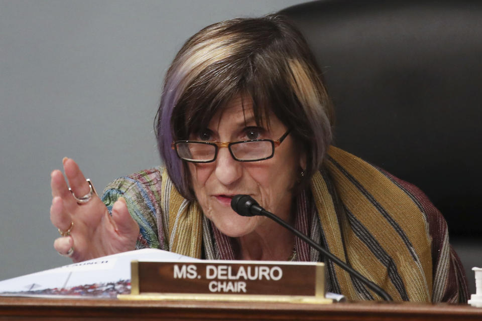 Rep. Rosa DeLauro, D-Conn., speaks during a Labor, Health and Human Services, Education, and Related Agencies Appropriations Subcommittee hearing about the COVID-19 response on Capitol Hill in Washington, Thursday, June 4, 2020 (Tasos Katopodis/Pool via AP)