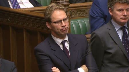 MP Tobias Ellwood listens to speeches in Parliament the morning after an attack in Westminster, London Britain, March 23, 2017. Parliament TV/Handout via REUTERS