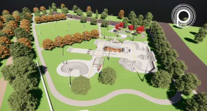 A rendering of the new skateboard park in Portsmouth, which will be located off Route 33 at the city's stump dump. Construction could begin on the skatepark as soon as next spring.