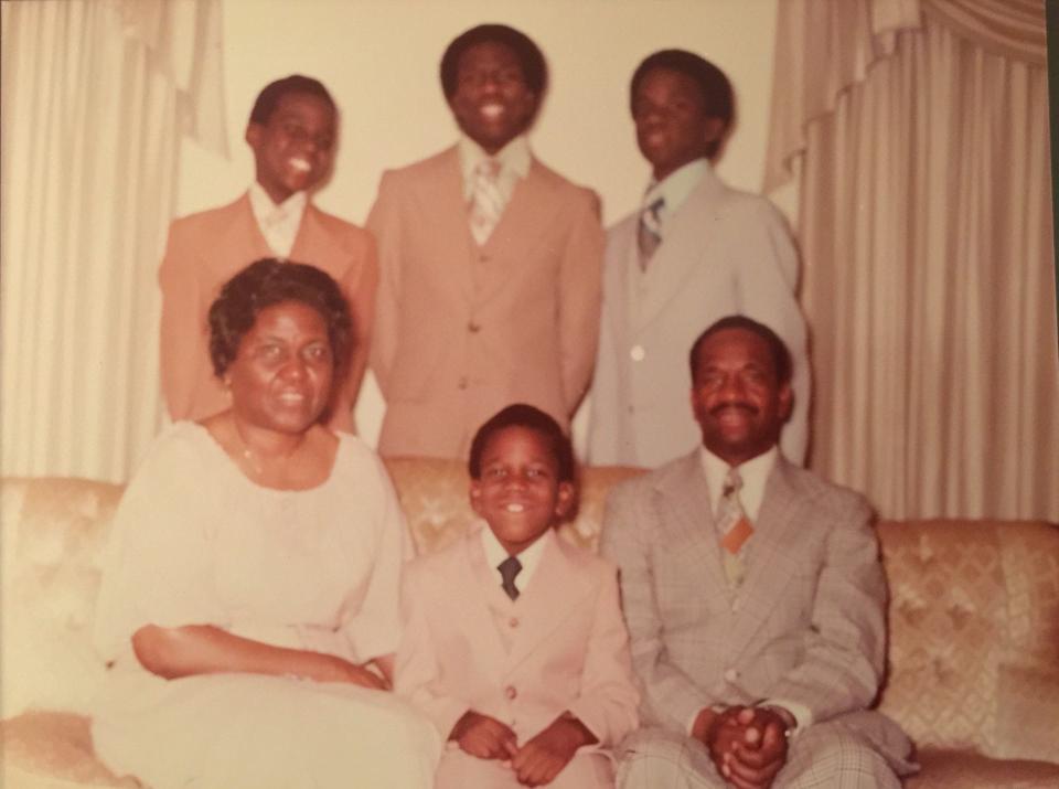 The Williams family poses for a photo.