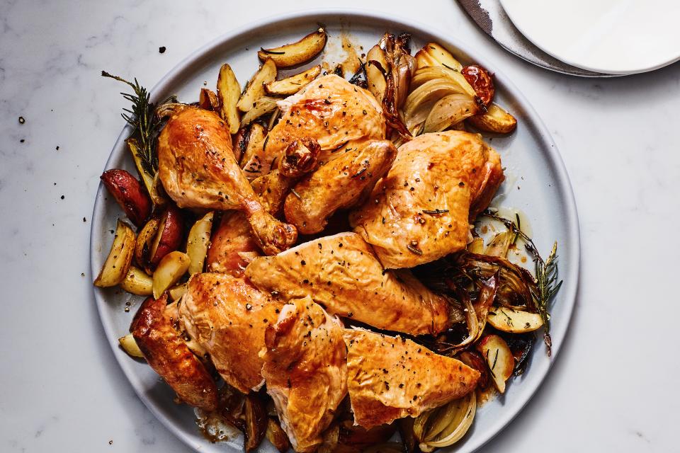 <h1 class="title">Mindy's Roast Chicken Recipe Photo</h1><cite class="credit">Photo by Chelsea Kyle, Food Styling by Judy Mancini</cite>