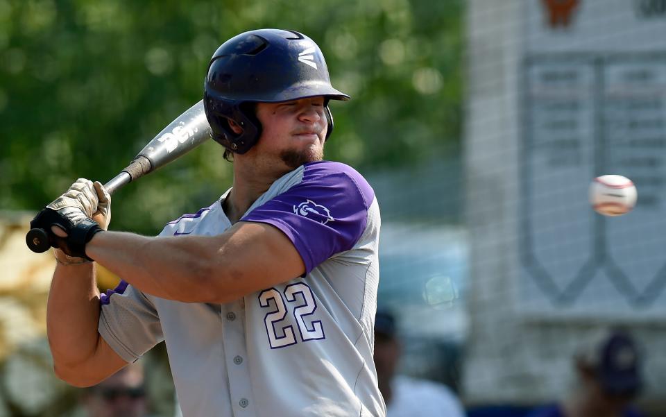 CPA's Langston Patterson moves back from an inside pitch against Northpoint Christian during the third inning in a TSSAA Division 2 Class A state baseball tournament game May 25, 2021.