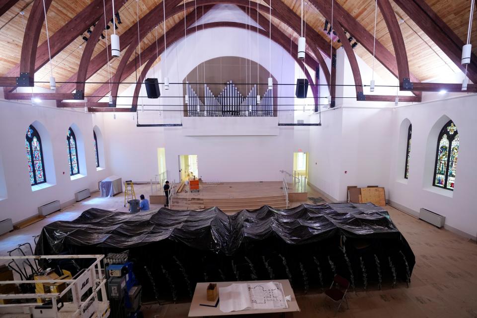 The restored sanctuary at First Presbyterian Church in Englewood. Pastor Richard Hong said the response to the fire helped remind his congregation that "the essence of a church is a community, not a building."