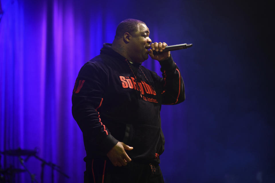 Big Pokey performs during the birthday celebration for Z-Ro at The House of Blues in Downtown Houston on Sunday, Jan. 19, 2020. Milton Powell, a Houston rapper who performed under the name Big Pokey and is credited with elevating the city's hip-hop scene, died Sunday, June 18, 2023, after collapsing during a show in Texas, according to a local justice of the peace. He was 48. (Jamaal Ellis/Houston Chronicle via AP)