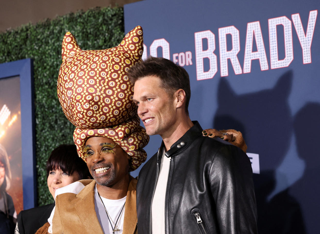 Billy Porter and cast member Tom Brady attend a premiere for the film 