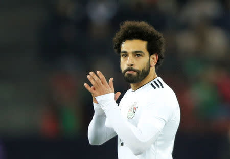 Soccer Football - International Friendly - Portugal vs Egypt - Letzigrund, Zurich, Switzerland - March 23, 2018 Egypt’s Mohamed Salah applauds fans as he is substituted off REUTERS/Arnd Wiegmann