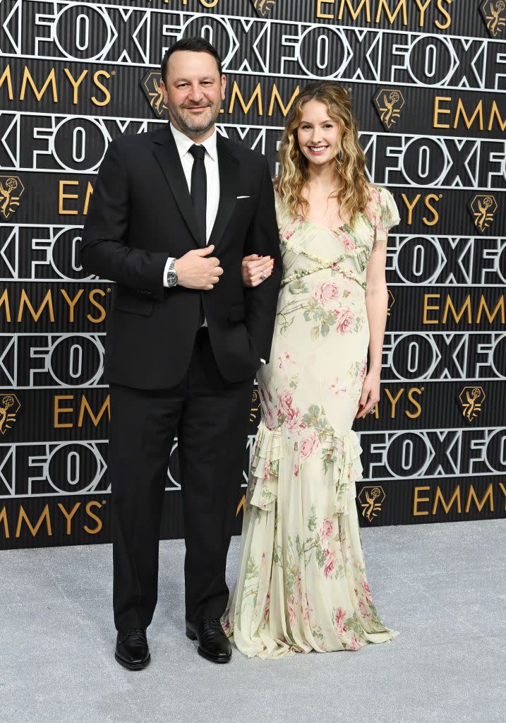 dan fogelman and caitlin thompson at 75th primetime emmy awards