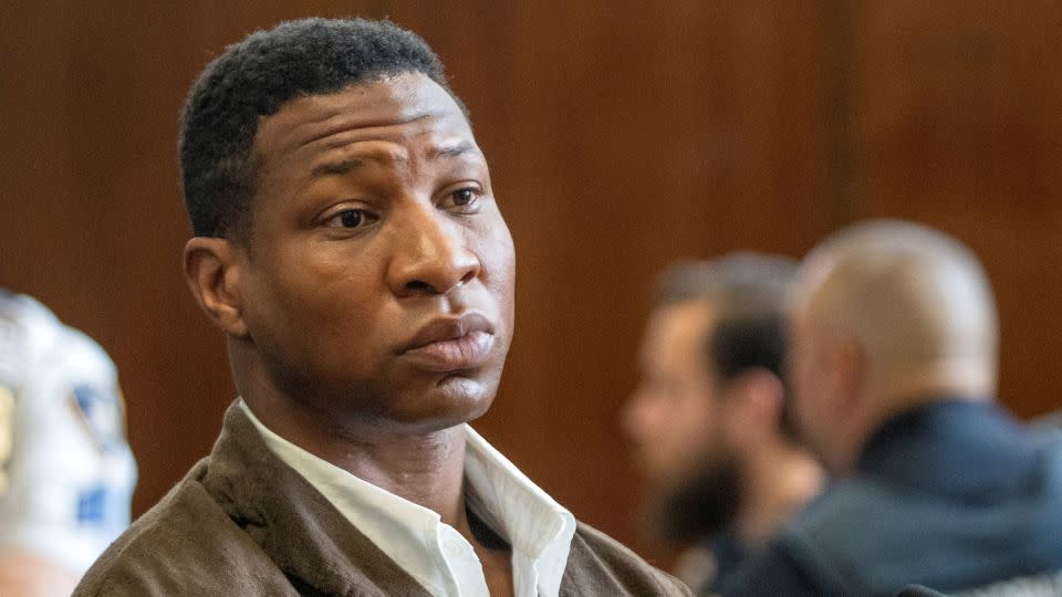 Actor Jonathan Majors appears on assault and harassment charges in New York State Supreme Court in New York City on June 20. - Steven Hirsch/Pool/Reuters