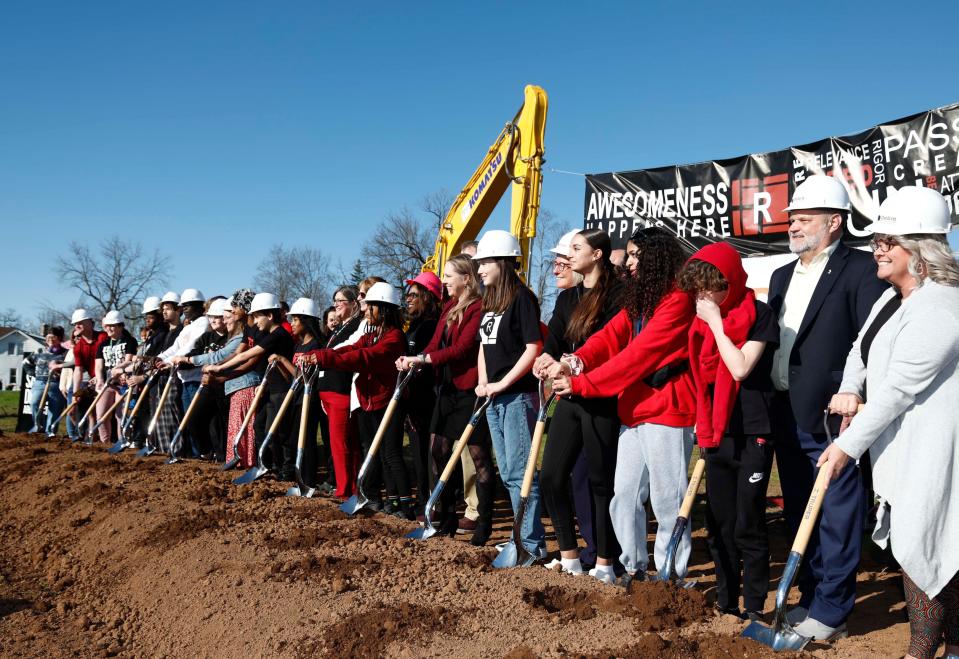 Students and alumni participated in the groundbreaking ceremony Wednesday for the new Reed Academy of Fine and Performing Arts.