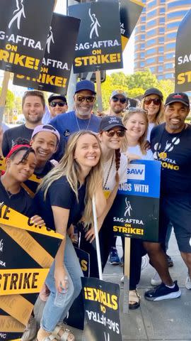 <p>Kim Raver/Instagram</p> Grey's Anatomy cast members uniting on the SAG/AFTRA picket line.