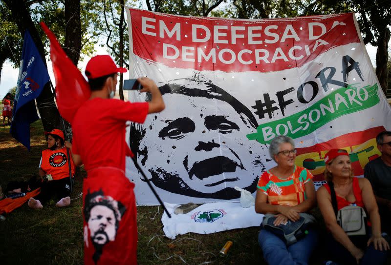 FILE PHOTO: People celebrate Workers Day, in Sao Paulo