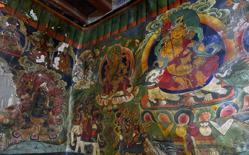 500-year-old frescoes on the oldest Nyingma Buddhist monastery in Lower Mustang