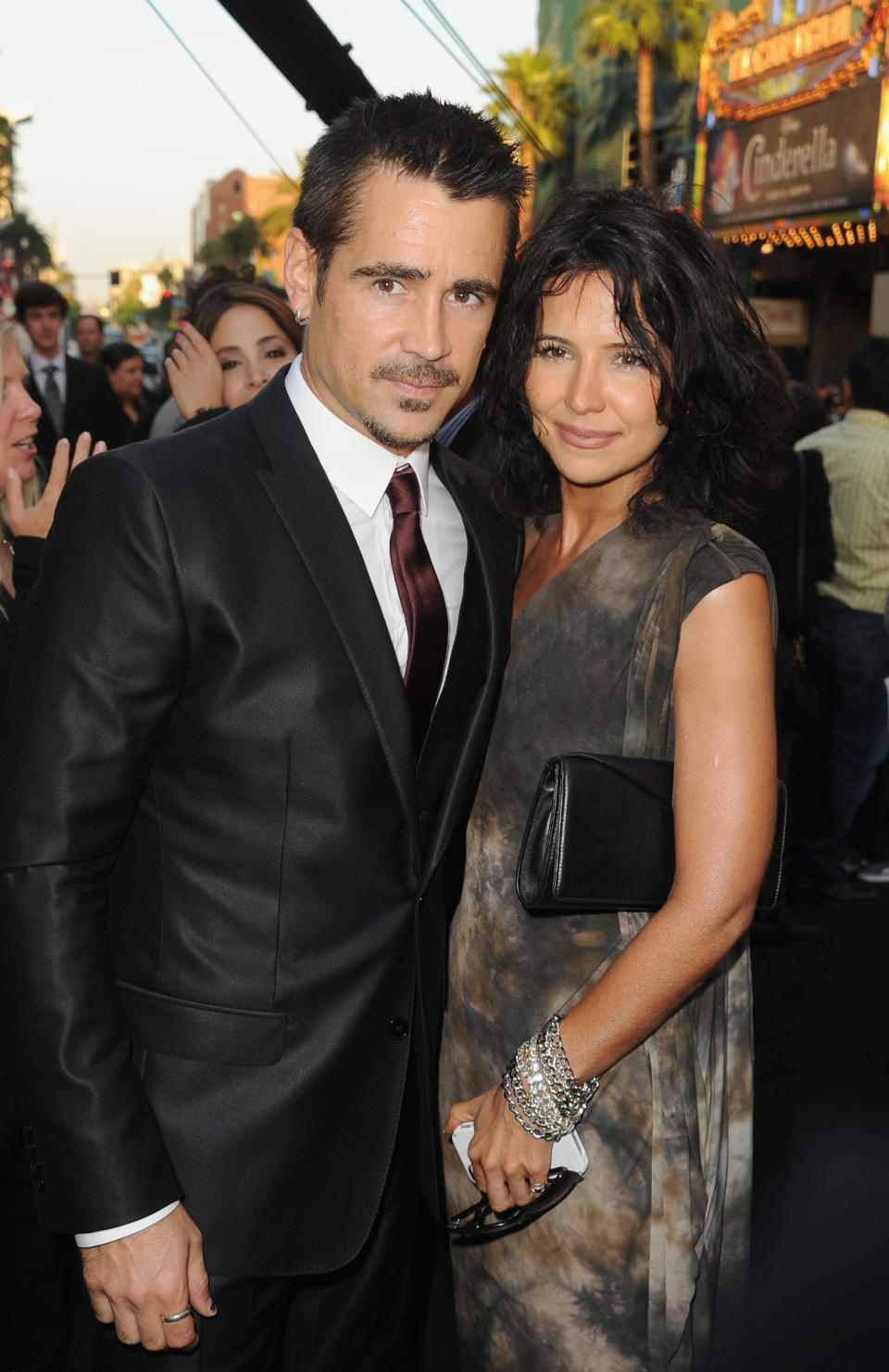 Colin Farrell and guest attend the Los Angeles premiere of "Total Recall" on August 1, 2012.