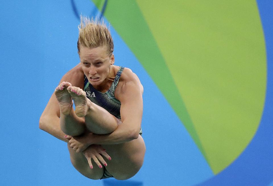 United States&#39; Abigail Johnston competes during the women&#39;s 3-meter springboard diving preliminary round in the Maria Lenk Aquatic Center at the 2016 Summer Olympics in Rio de Janeiro, Brazil, Friday, Aug. 12, 2016. (AP Photo/Wong Maye-E)