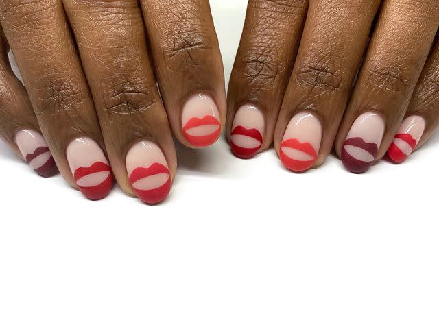 <p>These lip decals are really all you need on your nails. Paint each a different color against a nude nail to really make them pop. </p><p><a href="https://www.instagram.com/p/B8lw-8LhUIp/" rel="nofollow noopener" target="_blank" data-ylk="slk:See the original post on Instagram;elm:context_link;itc:0;sec:content-canvas" class="link ">See the original post on Instagram</a></p>