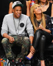 Jay-Z and Beyoncé were all smiles at a Brooklyn Nets game at the Barclays Center in November 2012.