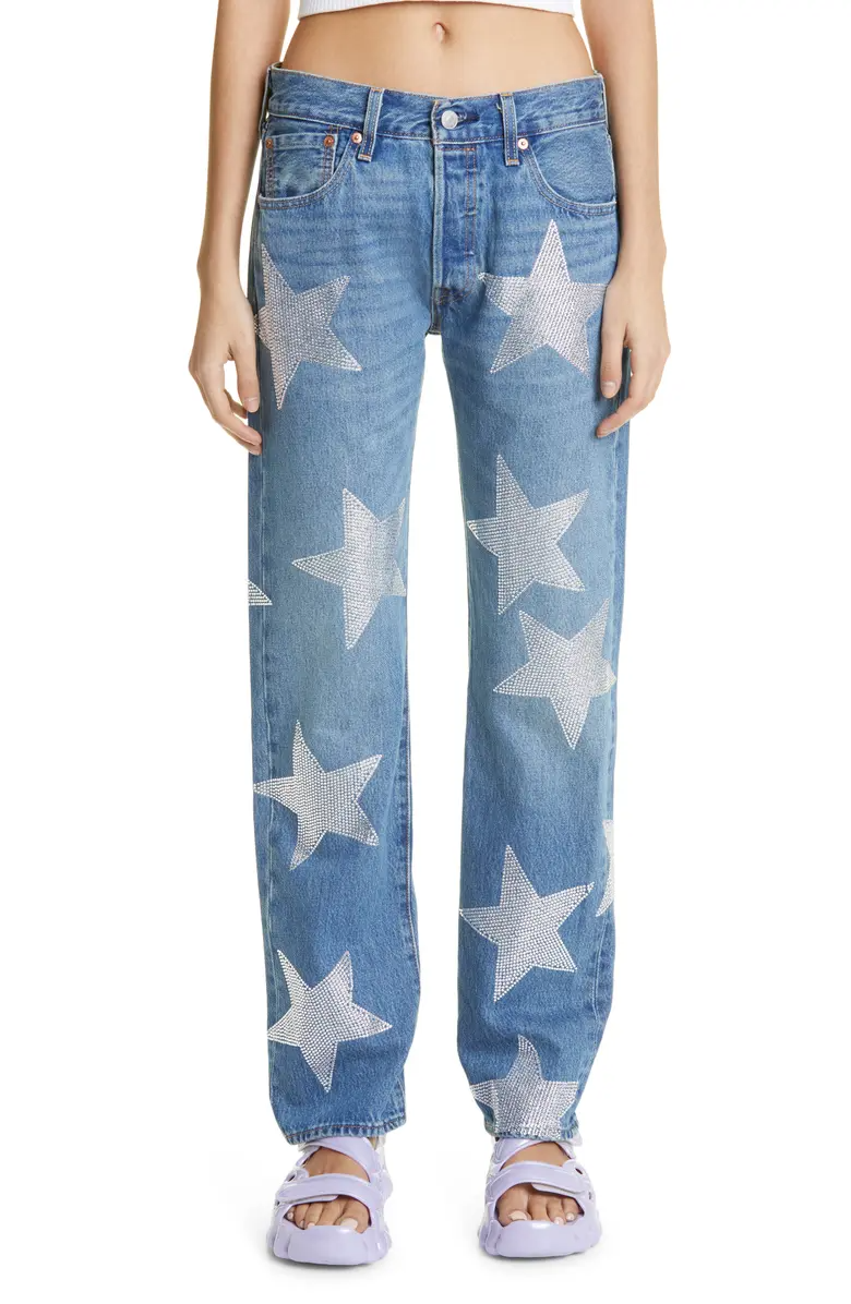 Collina Strada x Levi’s Star Capsule Rhinestone 501 Straight Leg Jeans
