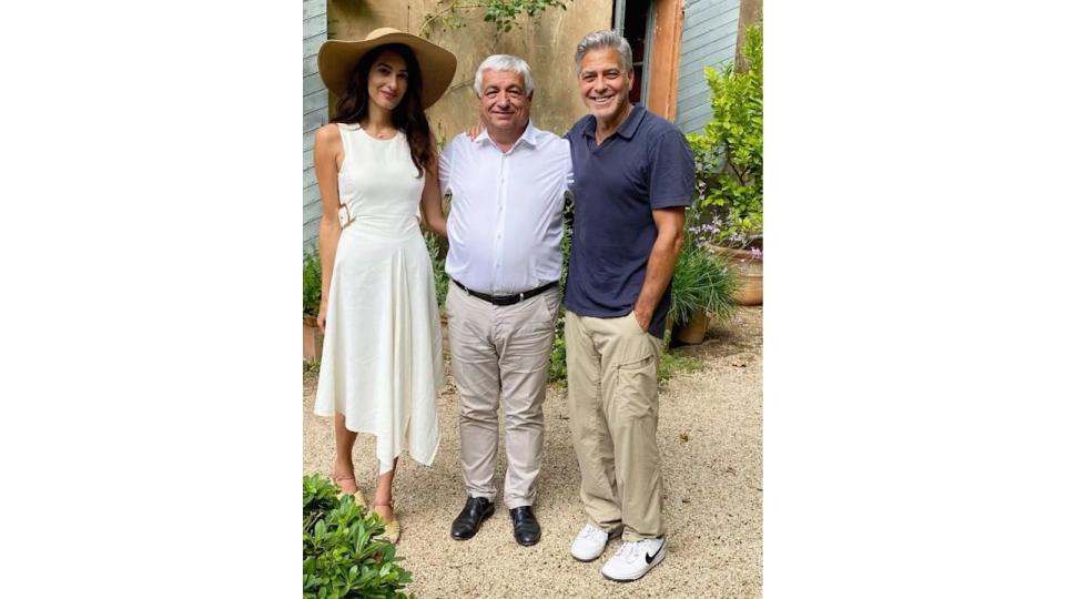 George and Amal Clooney pictured with Brignoles' mayor Didier Brémond 
