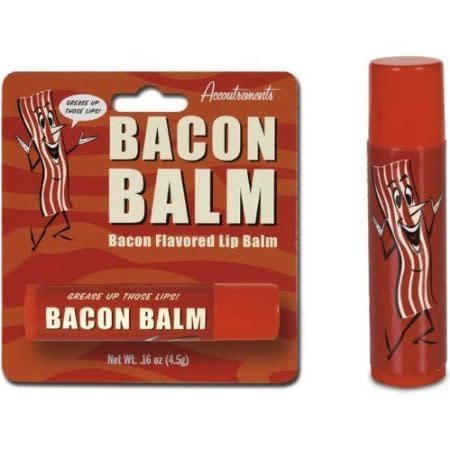 There truly is a lip balm flavor for everyone.    <a href="http://www.amazon.com/Accoutrements-11957-Lip-Balm-Bacon/dp/B002SIFQUQ/ref=sr_1_6?ie=UTF8&qid=1354634414&sr=8-6&keywords=bacon">Amazon.com</a>, <strong>$5.99</strong>