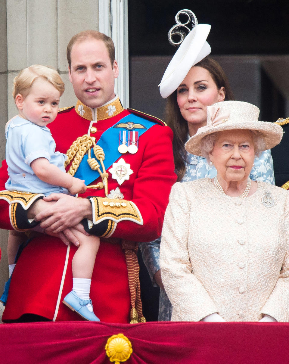 <p>The eldest of Kate Middleton and Prince William's children made his debut on the Buckingham Palace balcony in 2015. </p>
