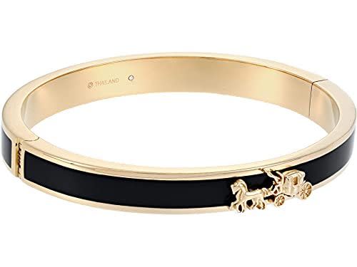 42) COACH Horse & Carriage Enamel Hinge Bracelet Black One Size