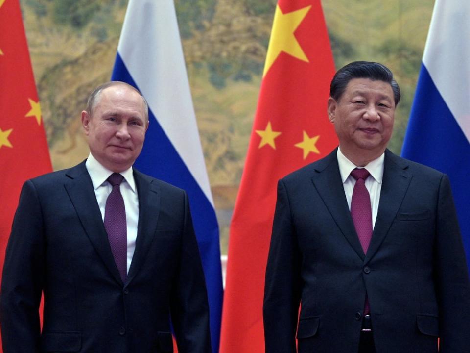 Vladimir Putin and Xi Jinping meet in Beijing in February this year (Sputnik/AFP/Getty)