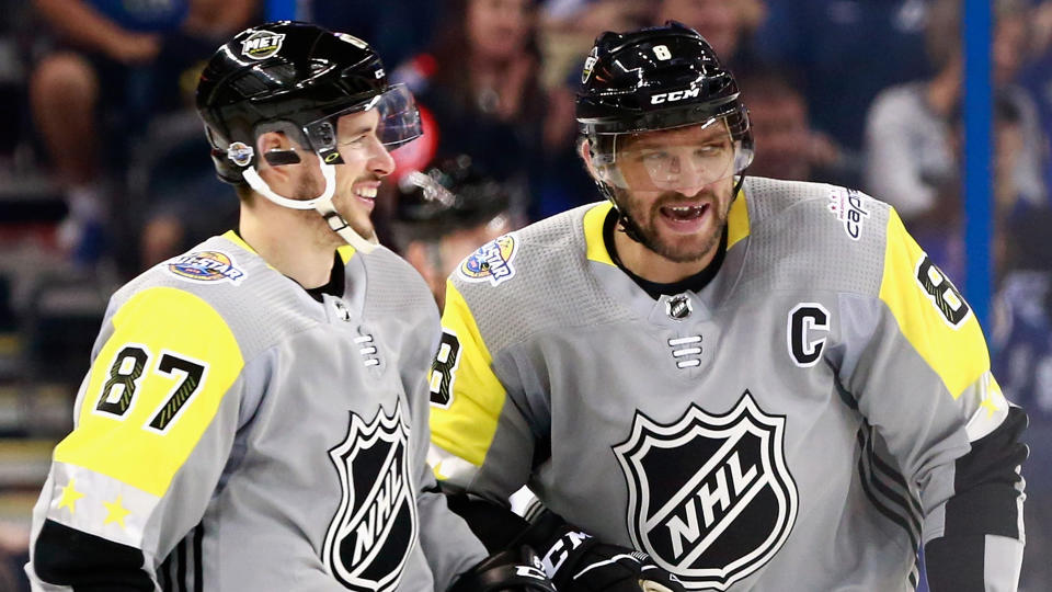 Sidney Crosby (#87) and Alexander Ovechkin (#8) are two of the biggest names entering the NHL All-Star Skills competition.  (Photo by Jeff Vinnick/NHLI via Getty Images)