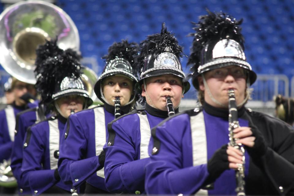 The Canyon High School Band competes in the UIL State Marching Band Championships on Wednesday at the Alamodome in San Antonio.