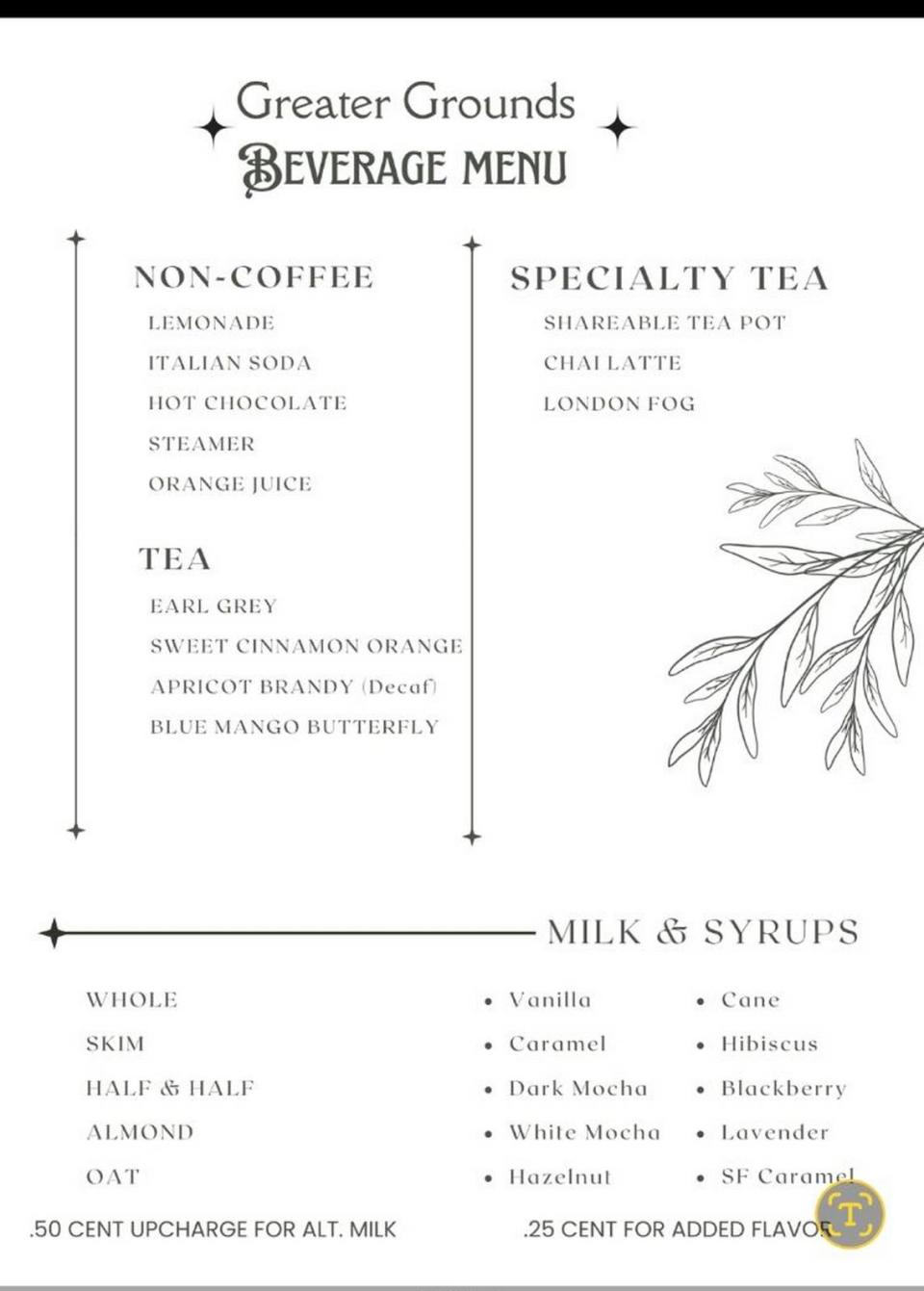 Greater Grounds Coffee & Co. menu