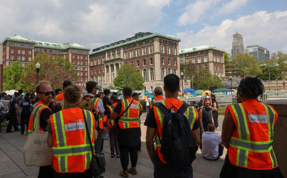 Columbia faculty gathered to support the student protestors. REUTERS/Caitlin Ochs