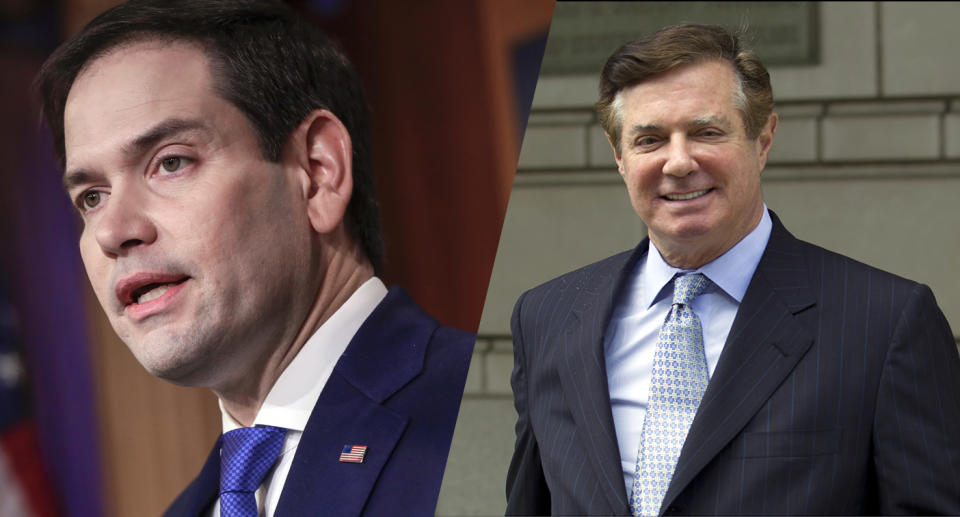 Sen. Marco Rubio and Paul Manafort. (Photos: J. Scott Applewhite/AP; Jose Luis Magana/AP)