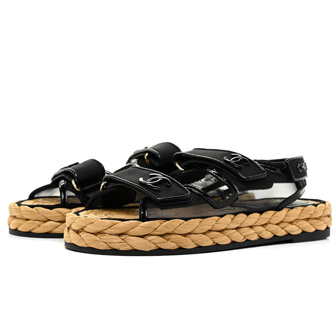 Chanel mesh patent velcro dad sandals