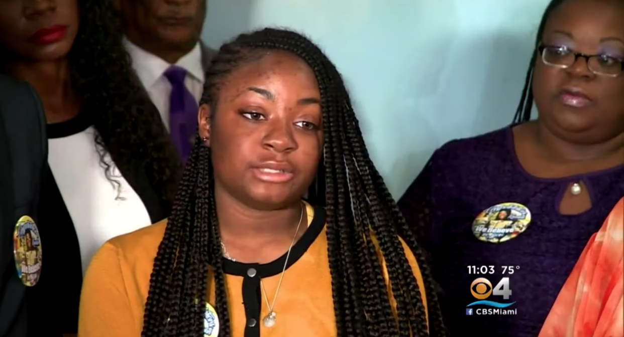 Florida teen Kamilah Campbell’s SAT scores are under review by the College Board and the Educational Testing Service. Her attorney says there might be implicit bias in the investigation. (Screenshot: CBS Miami)