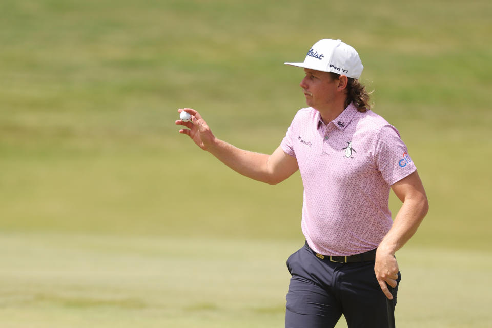 Cameron Smith of Australia reacts to his putt on the sixth green during the final round of the 123rd U.S. Open Championship at The Los Angeles Country Club