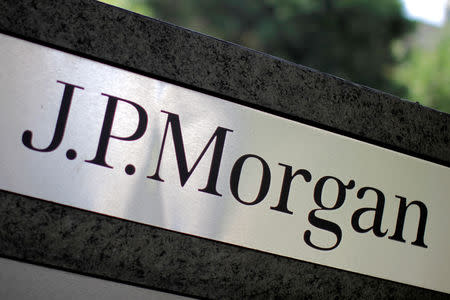 FILE PHOTO: The logo of JPMorgan Chase & Co (JPM) is seen in Los Angeles, California, United States, on October 12, 2010. REUTERS/Lucy Nicholson/File Photo