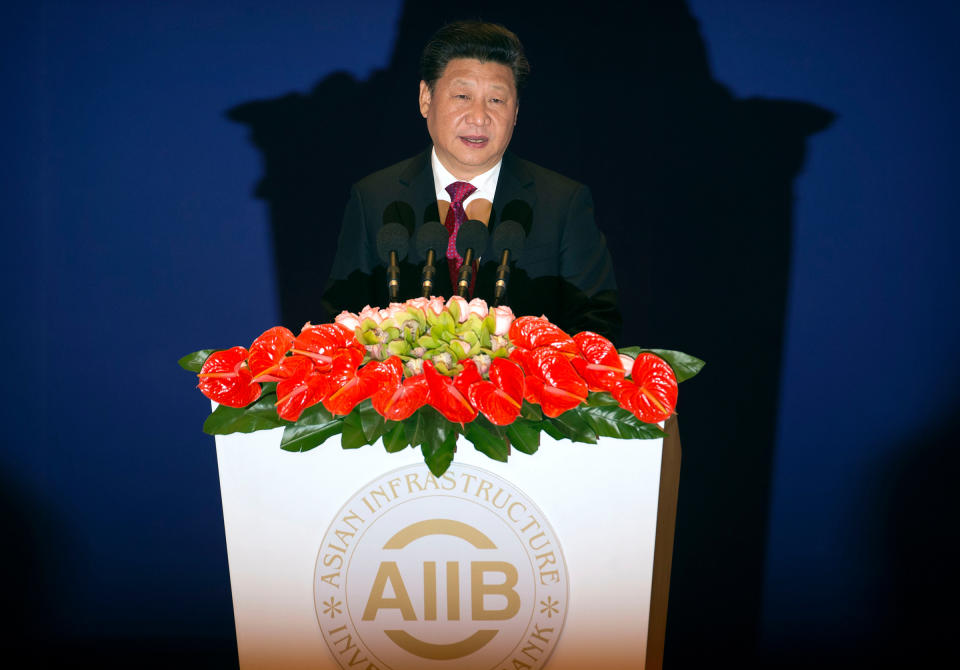 Chinese President Xi Jinping speaks at the Asian Infrastructure Investment Bank’s opening ceremony in Beijing in 2016.<span class="copyright">Mark Schiefelbein—Pool/AP</span>