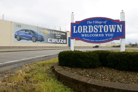 FILE PHOTO: A sign welcomes visitors to the General Motors Lordstown Complex, assembly plant in Warren, Ohio, U.S., November 26, 2018. REUTERS/Alan Freed/File Photo