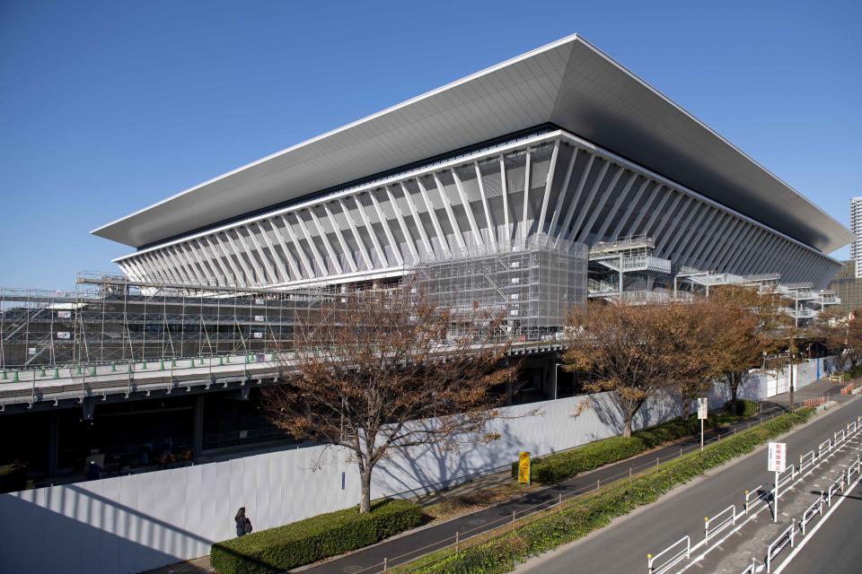 An exterior view of Tokyo Aquatics Center, the venue for Tokyo 2020 Olympic and Paralympic Games swimming events, in Tokyo, Japan, 21 November 2019. The aquatic center is scheduled to be completed in February 2020. 

 (Photo by Alessandro Di Ciommo/NurPhoto via Getty Images)