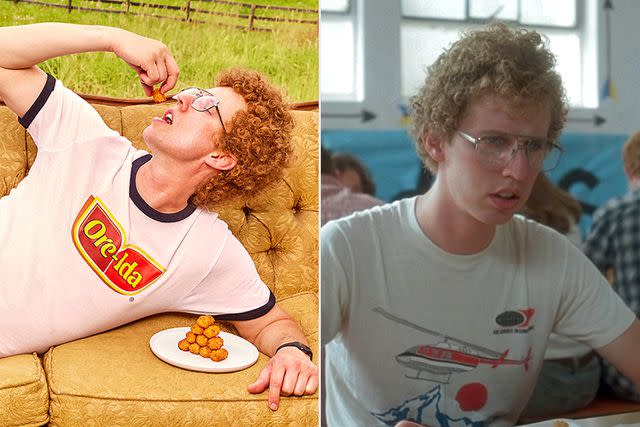 <p>Ore-Ida; Fox Searchlight Pictures</p> Jon Heder as Napoleon Dynamite, then and now