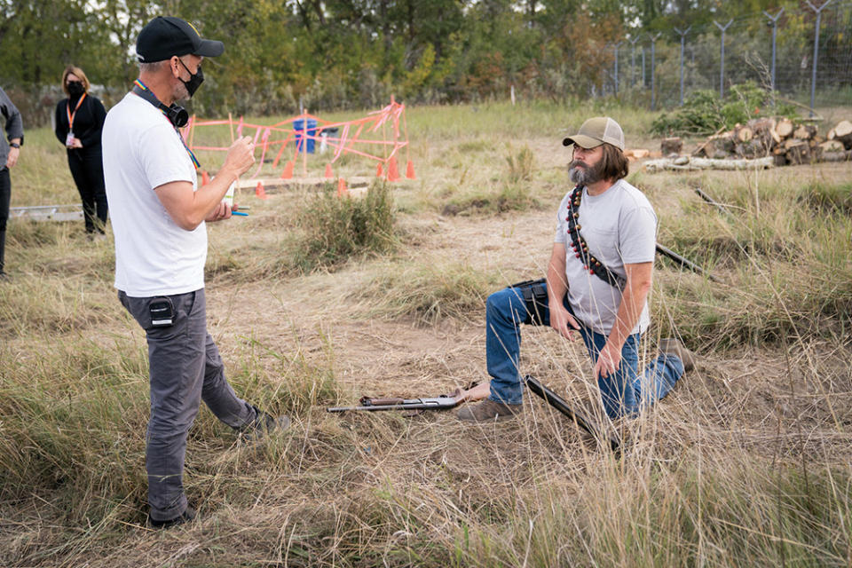 Hoar directs Offerman on location in Alberta, Canada.