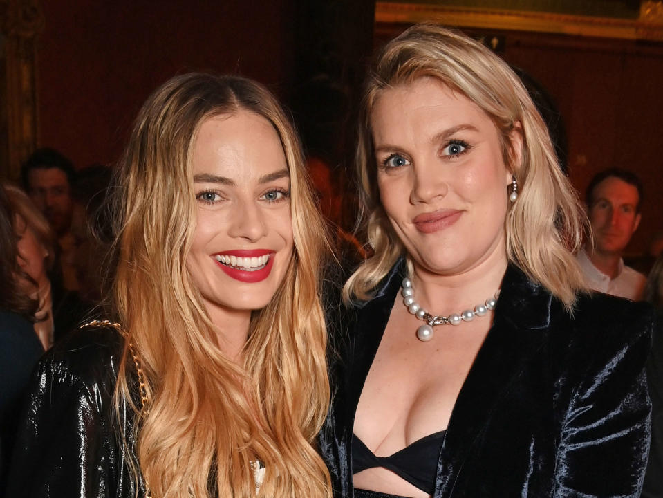 LONDON, ENGLAND - FEBRUARY 17: Margot Robbie and Emerald Fennell attend the Nominees' Party for the EE BAFTA Film Awards 2024, supported by Bulgari at The National Gallery on February 17, 2024 in London, England. (Photo by Dave Benett/BAFTA/Getty Images for BAFTA)