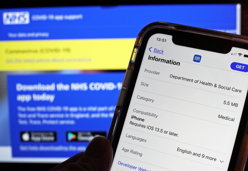 The new NHS coronavirus contact-tracing app  (PA)