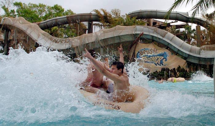 Typhoon Lagoon visitors experience the Crush 'n' Gusher attractio